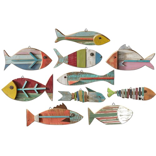 Pcs wooden fish wall - wall, decor
